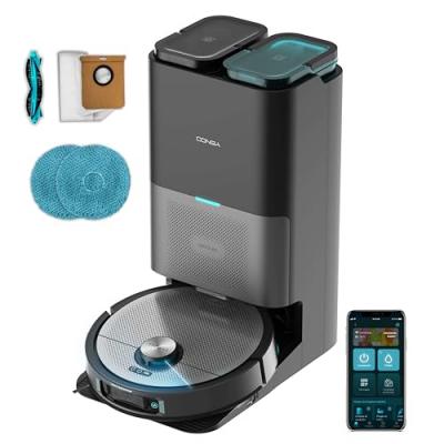 CECOTEC  Conga 20090 ProAI InfinitySoap Cut&Spa Robot Aspirateur/Tondeuse avec Base Auto-Vid&eacute;e