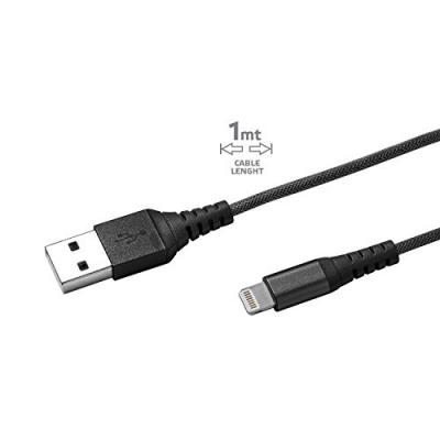 CELLY C&acirc;ble  Data Lightning Nylon 1 m&egrave;tre noir