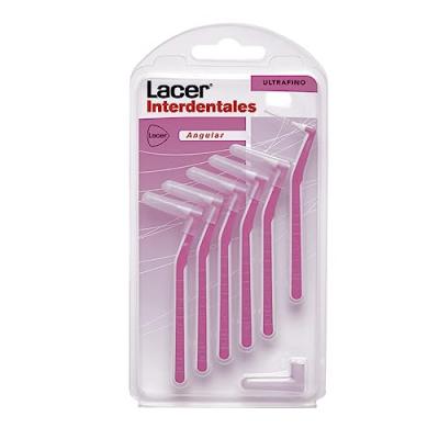 LACER  Brossettes Interdentaires Angulaires Extra Fines Roses 6 unit&eacute;s