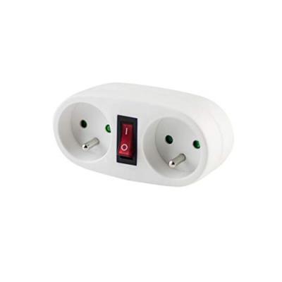 CHACON  Prise biplite 2x16A avec interrupteur blanc (Lot de 3)