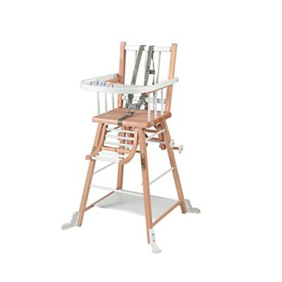 COMBELLE Chaise haute transformable barreaux hybride bicolore blanc