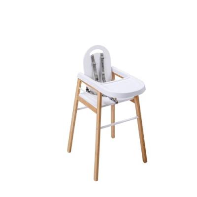  Chaise haute style scandinave en bois massif bicolore blanc