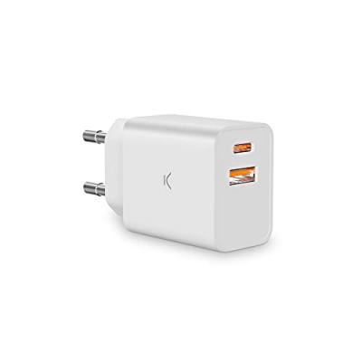 KSIX Chargeur  Dual USB-A/USB-C 20W Blanc