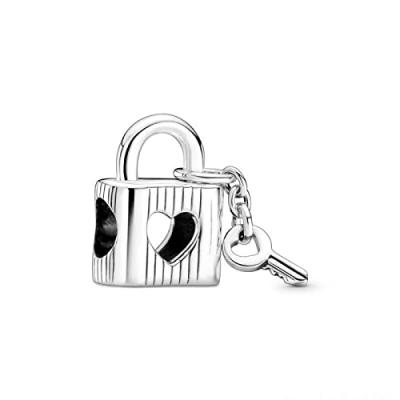 PANDORA Charm  Moments Cadenas & Cl&eacute; C&acute;ur - Argent