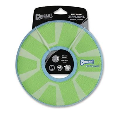 CHUCKIT!  2 Pack of Max Glow Zipflight Dog Toys, Medium 8.5-Inch