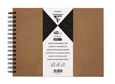 CLAIREFONTAINE  Album &agrave; personnaliser de 40 feuilles 200g/m2 au format 27x20cm - Kraft - Lot de 3