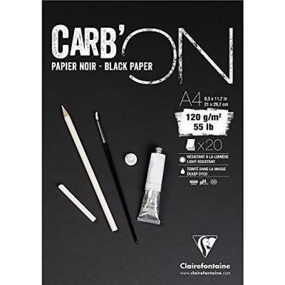 CLAIREFONTAINE Bloc de 20 feuilles A4  Carb ON Noir