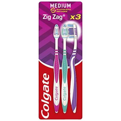COLGATE Lot Brosses &agrave; dents Zig Zag Medium x3