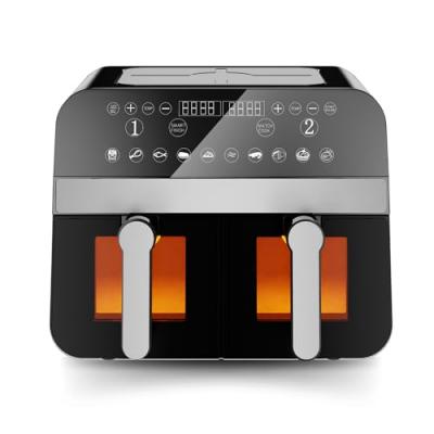 COMFY NEST  Friteuse &agrave; air CNAFD45WB 2400W avec double panier et fen&ecirc;tre - Gris et Noir