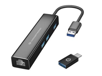 CONCEPTRONIC  Donn07ba Usb-c 3.1 To Rj45/usb-a 3.0 Adapter Noir