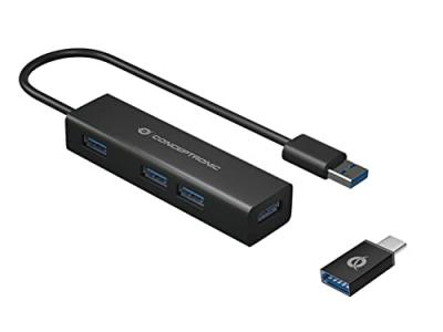 CONCEPTRONIC  hubbies06b hub 4x usb 3.0 usb-c aluminio negro
