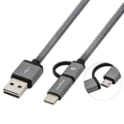 COOLBOX C&acirc;ble USB vers Micro USB et USB C  COO-CAB-U2MC - Gris