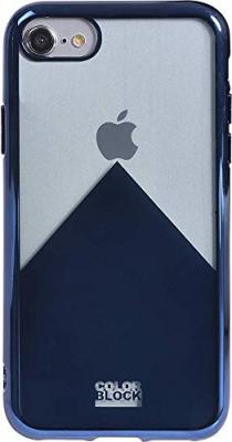 BIGBEN CONNECTED Coque souple transparente et m&eacute;tal bleu pour iPhone SE (2020)/8/7/6S/