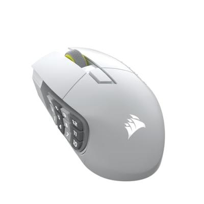CORSAIR Souris sans fil  33 000 DPI, 16 boutons, curseur de touches RGB, batterie 150 h, blanche