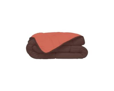 POYET MOTTE CALGARY Couette chaude Microfibre 400g/m&sup2; Chocolat & Corail 220x240cm