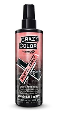 CRAZY COLOR Renbow, Spray Pastel Pour Cheveux Blonds Peach Corail 250ml, Orange