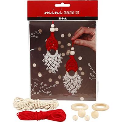  CC Hobby Mini kit cr&eacute;atif, lutin de No&euml;l en macram&eacute;, H: 14 cm, 2 pi&egrave;c