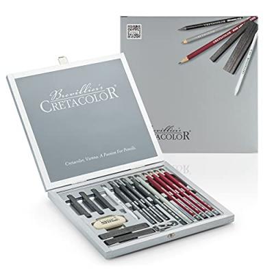 CRETACOLOR Coffret &agrave; dessin Silver Box - 17 pi&egrave;ces - Brevillier's 