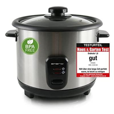 EMERIO  RCE-110118 Cuiseur &agrave; riz acier inoxydable, noir