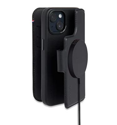 DECODED Coque Folio D&eacute;tachable Compatible avec le MagSafe en cuir pour iPhone 14 Plus Noir