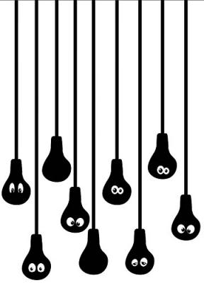 PLAGE D&eacute;corations murales adh&eacute;sives 48*68 Ampoules &agrave; d'Eux, Polyvinyle, Noir, 48 x 0.1 x 68 cm