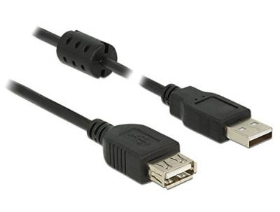 DELOCK C&acirc;ble USB USB 2.0 USB-A m&acirc;le, USB-A femelle 3.00 m noir avec noyau en ferrite