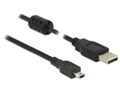 DELOCK  3m, USB 2.0-A/USB 2.0 Mini-B c&acirc;ble USB USB A Mini-USB B Noir