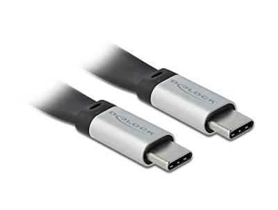 DELOCK  C&acirc;ble plat USB 3.2 Gen 2 C > USB-C, PD 3 A E-Marker, 22 cm