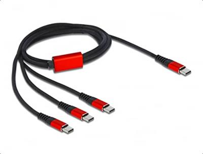 DELOCK  C&acirc;ble de chargement USB 3-en-1 USB Typ-C vers 3x USB Typ-C