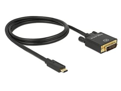 DELOCK  Usb C To Dvi 24+1 Pin Video Cable 4k 30hz 1m Noir