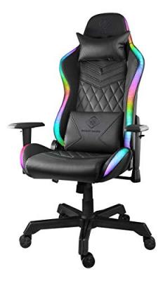 DELTACO GAMING  - Fauteuil gaming RGB LED 332 modes, Cuir PU noir, max 120kg - Neuf
