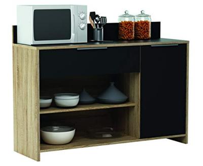Demeyere - Buffet de cuisine l 123cm - D&eacute;cor chene brut et noir - mike