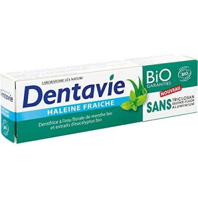 DENTAVIE  Dentifrice Haleine Fra&icirc;che Eau Florale de Menthe Bio 