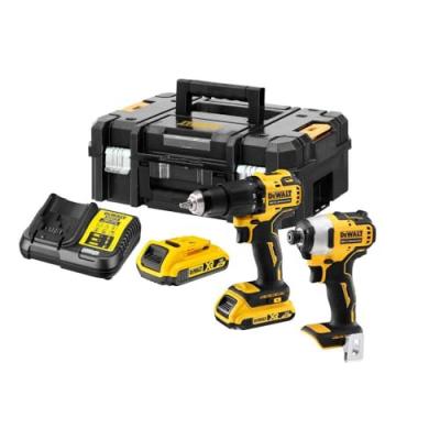 DEWALT  DCK2062D2T-QW Batterie combin&eacute;e 18 V/2 Ah (2 pi&egrave;ces) Noir/Jaune