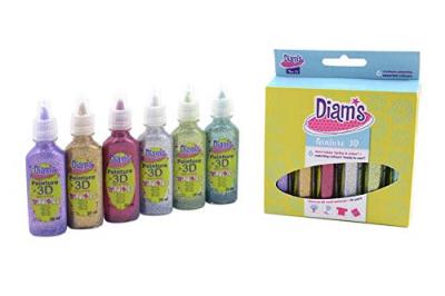 DIAM S Diam's 3D Mini Lot de 6 Peintures Couleurs Paillet&eacute;es