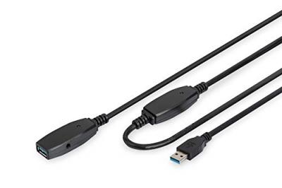 DIGITUS  DA-73106 c&acirc;ble USB 15 m USB 3.2 Gen 1 (3.1 Gen 1) USB A Noir