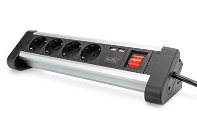 DIGITUS  Bloc 4 prises de bureau avec 2 raccords USB DA-70614