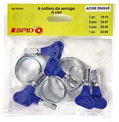 SPIDO Set de colliers de serrage &agrave; clef Spid'O - 6 pi&egrave;ces