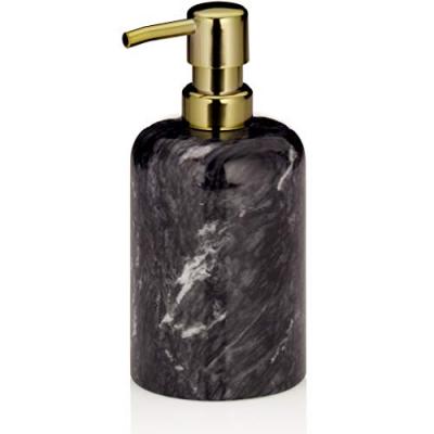 KELA Distributeur de Savon en Marbre Noir et M&eacute;tal Dor&eacute;
