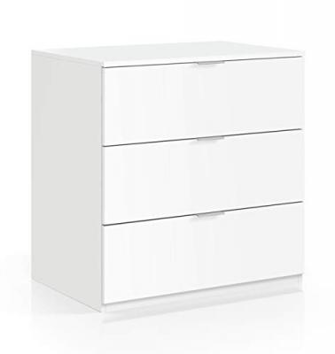 Commode &agrave; trois tiroirs, couleur blanche, Dimensions 77 x 80 x 38 cm
