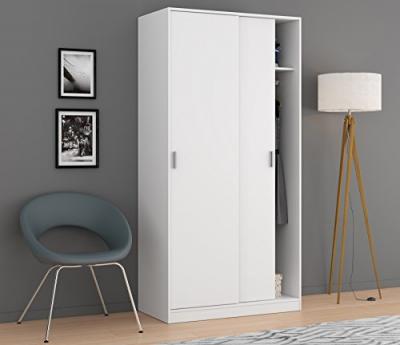 Dmora - Armoire 2 portes Lansing 100 x 50 x 200 cm blanche Panneau effet bois
