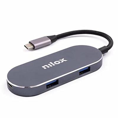NILOX  MINI DOCKING STATION HDMI 3USB PD Station d'accueil USB 3.2 Gen 1 (3.1 Gen 1) Type-C Argent - Neuf