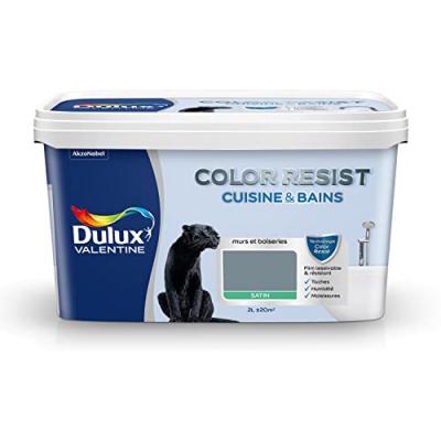DULUX VALENTINE Peinture Color Resist Cuisine et Bains - Bleu gris - Satin - 2L