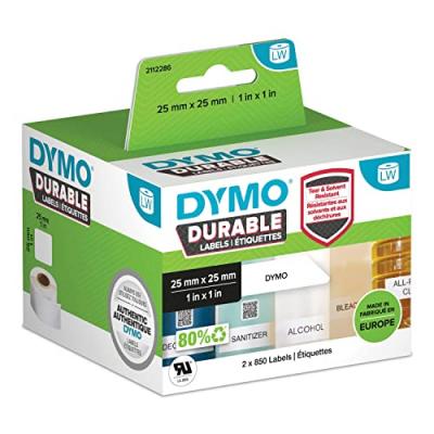 DYMO  Durable 2112286 &Eacute;tiquette Noir sur blanc (25 mm x 25 mm)