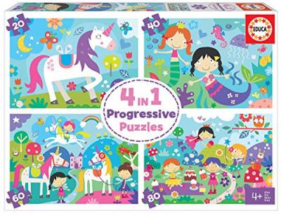 EDUCA MULTI 4 EN 1 JUNIOR - AMIS FANTASTIQUES - 4 puzzles progressifs