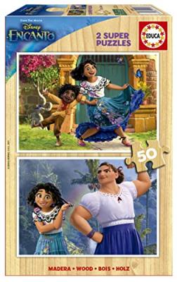  Educa Borras 2x50 Pieces Encanto Disney Madera Wooden Puzzle Dor&eacute;