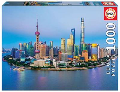  Educa Borras 1000 Pieces Shanghai Al Atardecer Wooden Puzzle Multicolore