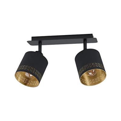 EGLO  Plafonnier Esteperra, noir/dor&eacute;, &agrave; 2 lampes