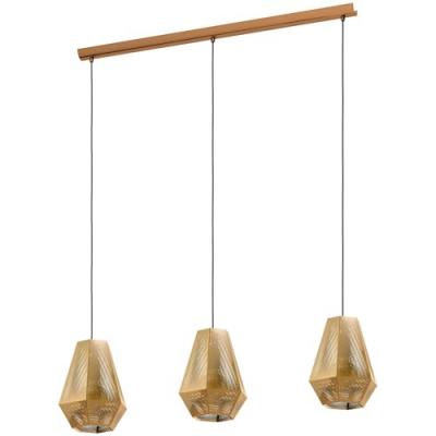 EGLO Chiavica plafonnier suspendu &agrave; 3 lampes, barre droite, laiton