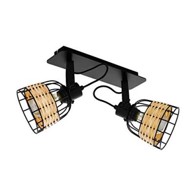 EGLO  Spot pour plafond Anwick 1 acier/rotin, &agrave; 2 lampes